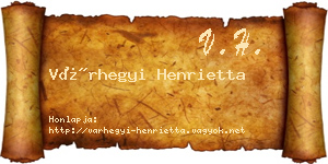 Várhegyi Henrietta névjegykártya